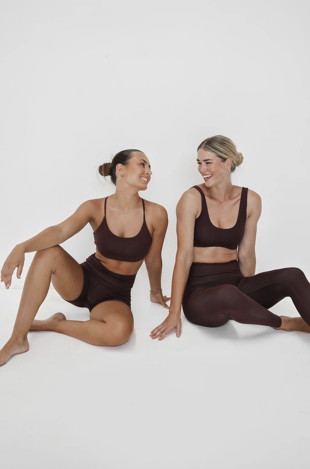 AHVA low tox activewear studio portrait with two models