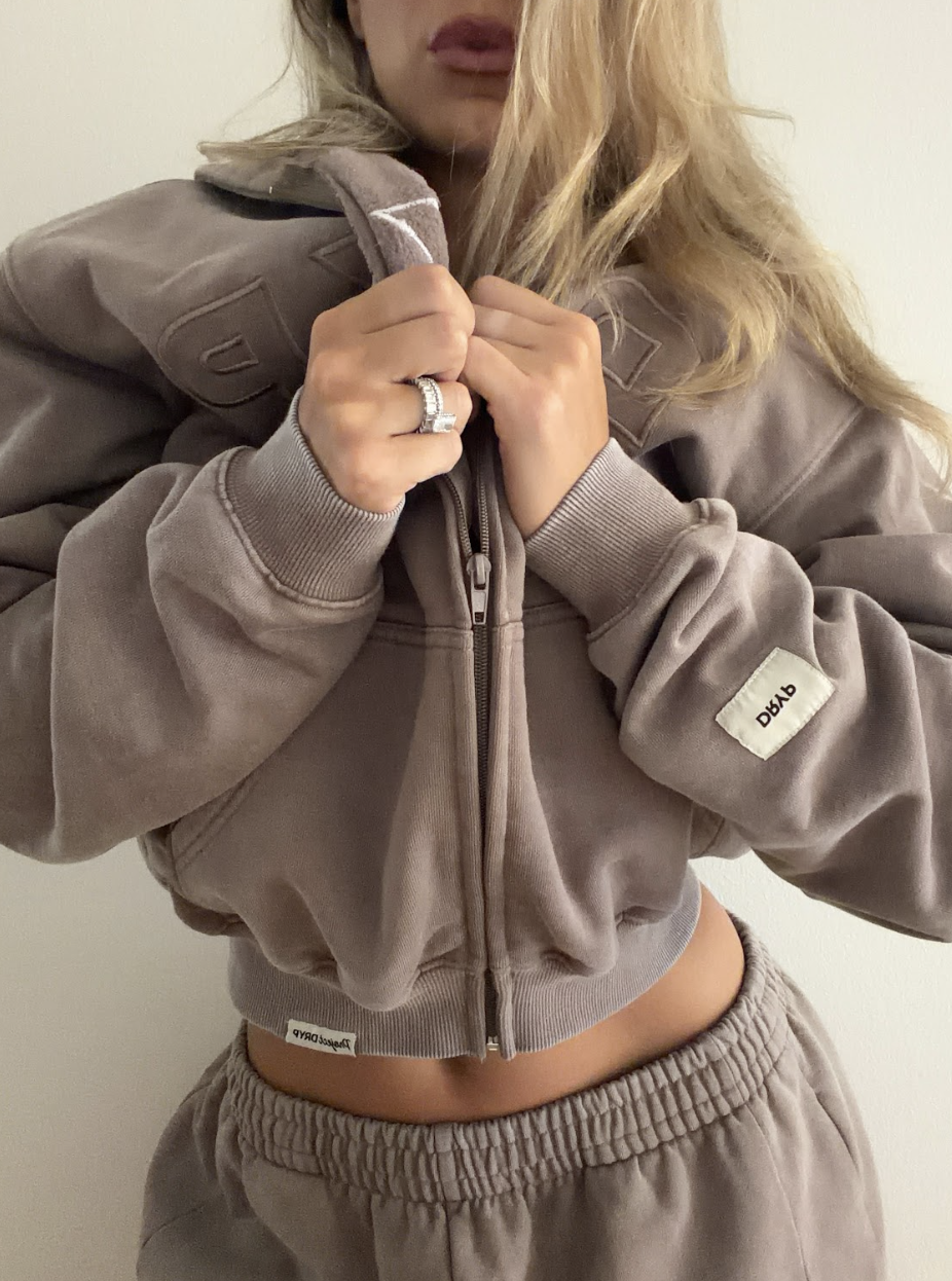 DRYP cropped zip hoodie detail